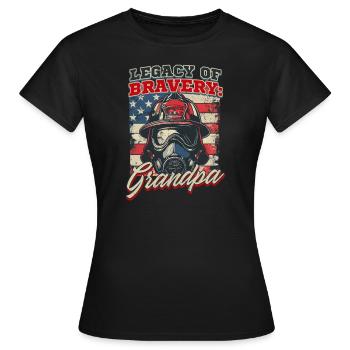 L’héritage de la bravoure de grand-père pompier : Grand-père - T-shirt Femme - noir - Devant - AI Model Female 172 dark (172cm)