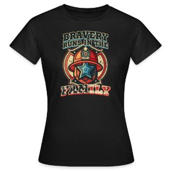 La bravoure du grand-père pompier est une histoire de famille - T-shirt Femme - noir - Devant - AI Model Female 172 dark (172cm)