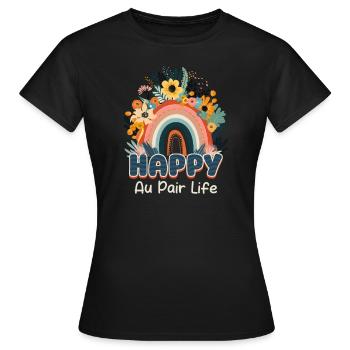 Au Pair Vie Au Pair Heureuse - T-shirt Femme - noir - Devant - AI Model Female 172 dark (172cm)