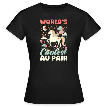 Au Pair Le Au Pair Le Plus Cool Du Monde - T-shirt Femme - noir - Devant - AI Model Female 172 dark (172cm)