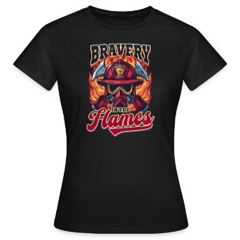 Bravoure d’un pompier forestier dans les flammes - T-shirt Femme - noir - Devant - AI Model Female 172 dark (172cm)
