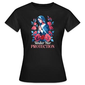 Die Jungfrau Maria unter ihrem Schutz - Frauen T-Shirt - Schwarz - Vorne - AI Model Female 172 dark (172cm)