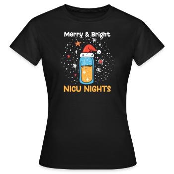 Noël de l’USIN Joyeuses et lumineuses Nuits de l’USIN - T-shirt Femme - noir - Devant - AI Model Female 172 dark (172cm)