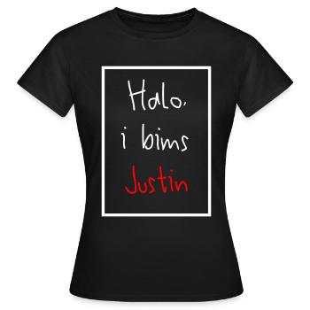 justin kevin i bims auréole beau mot prénom nom - T-shirt Femme - noir - Devant - AI Model Female 172 dark (172cm)
