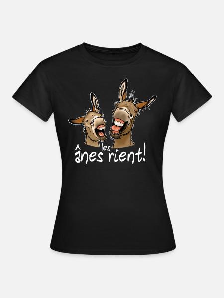 Les ânes rient (texte blanc) - T-shirt Femme - noir