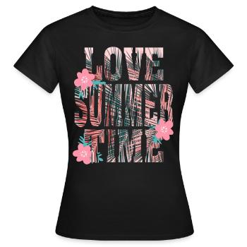 Love Summer Time Palmen Sommer Geschenk - Women's T-Shirt - black - Front - AI Model Female 172 dark (172cm)