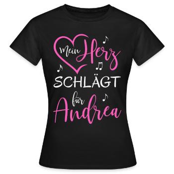 Mein Herz schlägt für Andrea - Frauen T-Shirt - Schwarz - Vorne - AI Model Female 172 dark (172cm)
