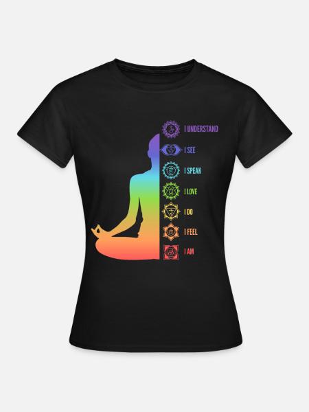 Chakra Energie Ausrichtung Meditation Design - Frauen T-Shirt - Schwarz