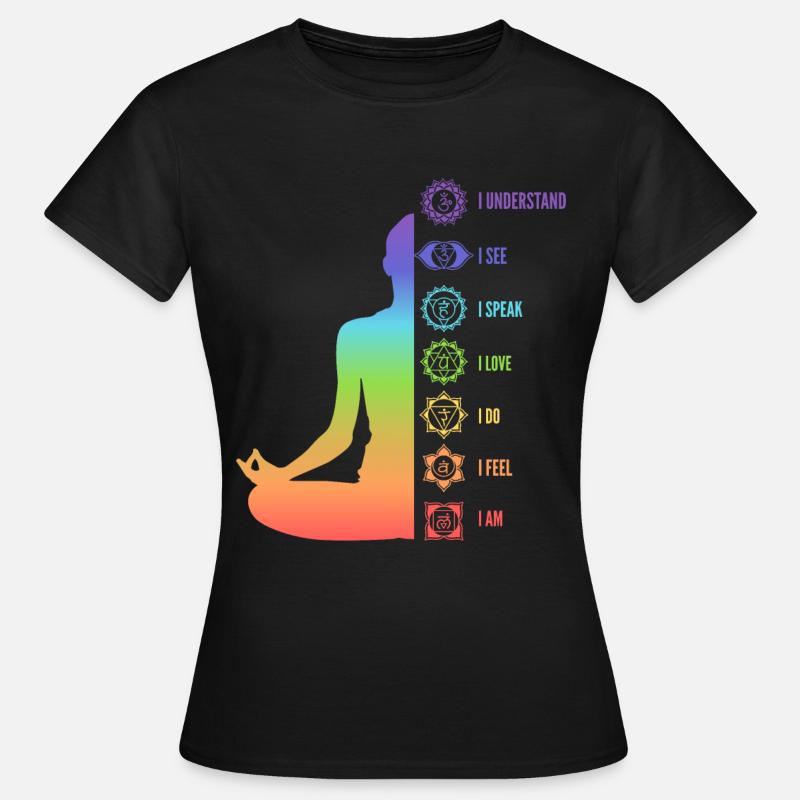 Chakra Energy Alignment Meditation Design - Women's T-Shirt - black