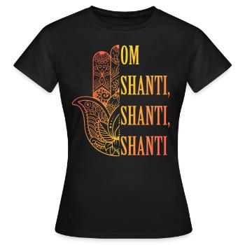Om Shanti Hamsa Conception de la Paix Spirituelle - T-shirt Femme - noir - Devant - AI Model Female 172 dark (172cm)