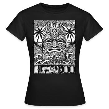 Hawaiianische Tiki Maske - Polynesisches Kulturdesign - Frauen T-Shirt - Schwarz - Vorne - AI Model Female 172 dark (172cm)