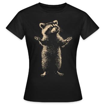 Raccoon monochrome - Women's T-Shirt - black - Front - AI Model Female 172 dark (172cm)