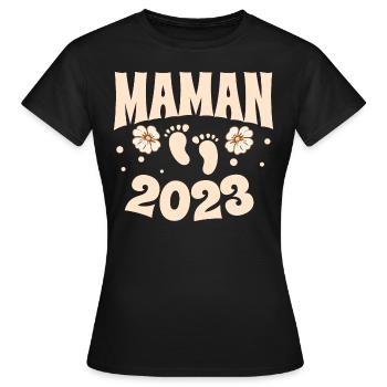 Grossesse Femme Enceinte - Future Maman 2023 - T-shirt Femme - noir - Devant - AI Model Female 172 dark (172cm)