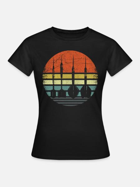 Retro Dartpfeile Vintage Dart Flights Darts - Frauen T-Shirt - Schwarz