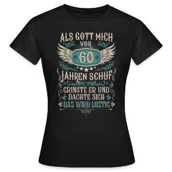 Als Gott mich vor 60 Jahren schuf 60. Geburtstag - Frauen T-Shirt - Schwarz - Vorne - AI Model Female 172 dark (172cm)