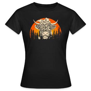Scottish Highland Highland Cattle Highland - Women's T-Shirt - black - Front - AI Model Female 172 dark (172cm)