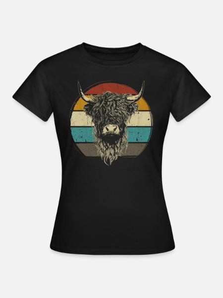schottischer Hochländer Hochland Rind Highland - Dame-T-shirt - sort