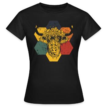 Scottish Highlands Highland Cattle Highland Cow - Women's T-Shirt - black - Front - AI Model Female 172 dark (172cm)