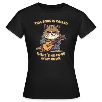 Cat Song drôle chat amoureux de la nourriture disant - T-shirt Femme - noir - Devant - AI Model Female 172 dark (172cm)