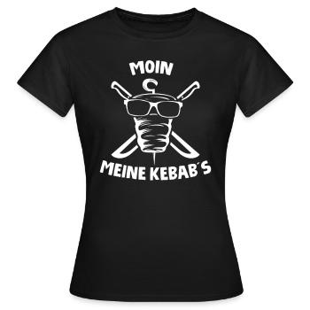 MOIN MEINE KEBABS - Döner Kebab Spruch - Frauen T-Shirt - Schwarz - Vorne - AI Model Female 172 dark (172cm)