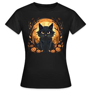 Katzen Halloween Kürbis Katzen Liebhaber - Frauen T-Shirt - Schwarz - Vorne - AI Model Female 172 dark (172cm)