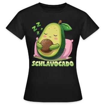 Schlavocado Avocado Offizielles Schlafshirt Schlaf - Frauen T-Shirt - Schwarz - Vorne - AI Model Female 172 dark (172cm)