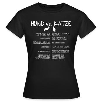 Hund vs Katze.PNG - Frauen T-Shirt - Schwarz - Vorne - AI Model Female 172 dark (172cm)