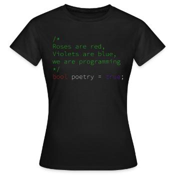 Poetische Programmierung - Frauen T-Shirt - Schwarz - Vorne - AI Model Female 172 dark (172cm)