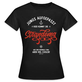 Jungs aufgepasst! 😎 Hier kommt die Strandoma! - Frauen T-Shirt - Schwarz - Vorne - AI Model Female 172 dark (172cm)