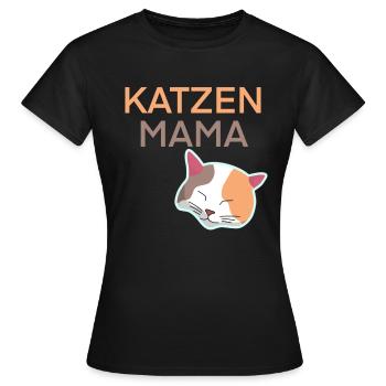 Katzen Mama Motiv für Frauen Tshirt - Frauen T-Shirt - Schwarz - Vorne - AI Model Female 172 dark (172cm)