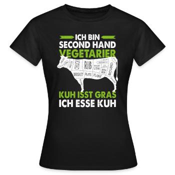 Second Hand Vegetarier Beef-Cuts Anti-Vegan Essen - Frauen T-Shirt - Schwarz - Vorne - AI Model Female 172 dark (172cm)
