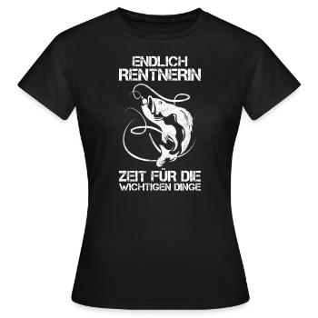 Rentner Angeln Endlich Rentnerin - Frauen T-Shirt - Schwarz - Vorne - AI Model Female 172 dark (172cm)