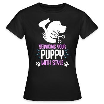 Hunde Styling Hunde Friseure - Frauen T-Shirt - Schwarz - Vorne - AI Model Female 172 dark (172cm)