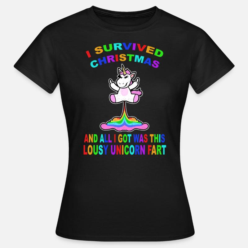 Furzendes Einhorn Mittelfinger Einhorn Xmas - Dame-T-shirt - sort