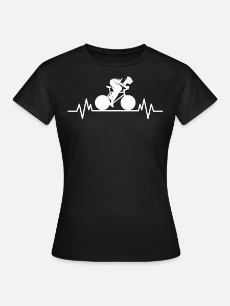 Radsport Rennrad Heartbeat Fun Fahrrad Geschenk - Frauen T-Shirt - Schwarz
