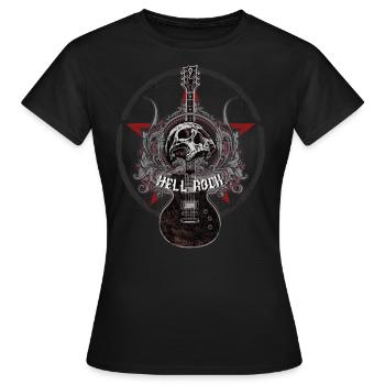 Guitare, pentagramme, crâne, rock n roll - T-shirt Femme - noir - Devant - AI Model Female 172 dark (172cm)