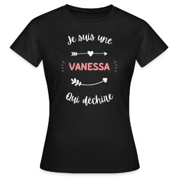 Je suis une Vanessa qui déchire - T-shirt Femme - noir - Devant - AI Model Female 172 dark (172cm)