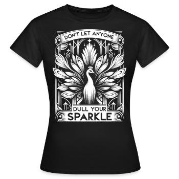 Paon Art Déco Blanc : une élégance stylée - T-shirt Femme - noir - Devant - AI Model Female 172 dark (172cm)