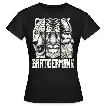 Bärtigermann Bär Tiger Mann Geschenk Bart - Frauen T-Shirt - Schwarz - Vorne - AI Model Female 172 dark (172cm)