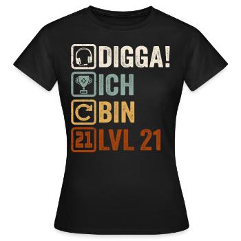 21e cadeau d’anniversaire 21e Gamer Gamer disant - T-shirt Femme - noir - Devant - AI Model Female 172 dark (172cm)