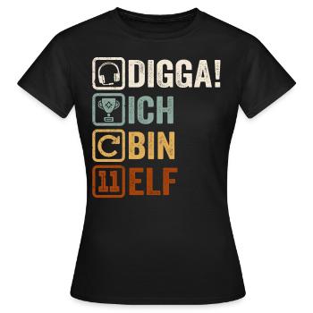 11th Birthday Gift 11th Gamer Gamer Saying - Women's T-Shirt - black - Front - AI Model Female 172 dark (172cm)