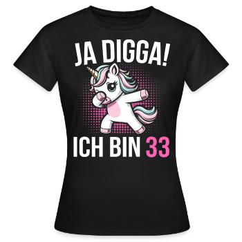 33. Geburtstag Frauen Einhorn Geschenk - Frauen T-Shirt - Schwarz - Vorne - AI Model Female 172 dark (172cm)