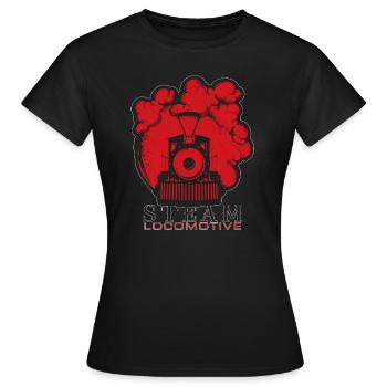Dampflokomotive - Frauen T-Shirt - Schwarz - Vorne - AI Model Female 172 dark (172cm)