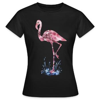 flamingo pink crystals Press - Women's T-Shirt - black - Front - AI Model Female 172 dark (172cm)