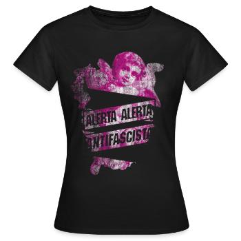 Ange antifasciste - T-shirt Femme - noir - Devant - AI Model Female 172 dark (172cm)