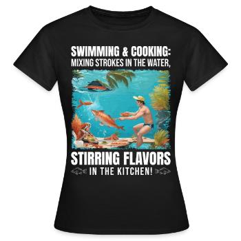 Schwimmen und Kochen - Frauen T-Shirt - Schwarz - Vorne - AI Model Female 172 dark (172cm)