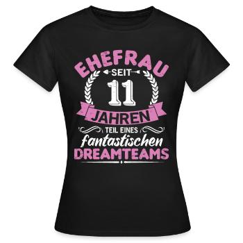 11. Hochzeitstag Ehefrau seit 11 Jahren Geschenk - Frauen T-Shirt - Schwarz - Vorne - AI Model Female 172 dark (172cm)