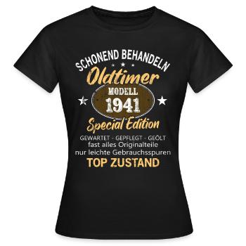 Oldtimer Baujahr 1941 Geboren Jahrgang 1941 - Frauen T-Shirt - Schwarz - Vorne - AI Model Female 172 dark (172cm)