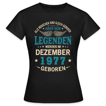 Toutes les personnes naissent égales Décembre 1977 - T-shirt Femme - noir - Devant - AI Model Female 172 dark (172cm)