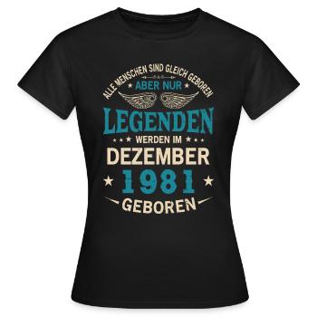 Toutes les personnes naissent égales Décembre 1981 - T-shirt Femme - noir - Devant - AI Model Female 172 dark (172cm)